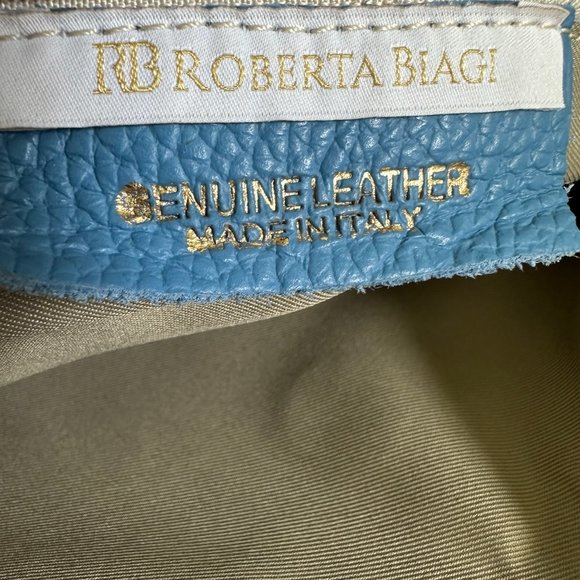 ROBERTA BIAGI Blue Crossbody&Wrislet Made in Italy Leather NWT - Picture 8 of 11
